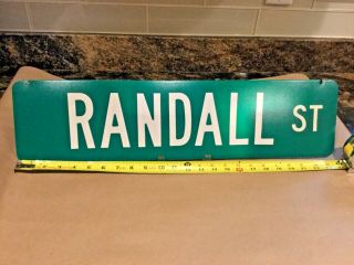 Randall St Vintage Street Sign Embossed 6 X 24 Green &white Heavy Steel