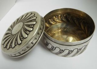 Decorative English Antique Victorian 1893 Solid Silver Lidded Canister Box
