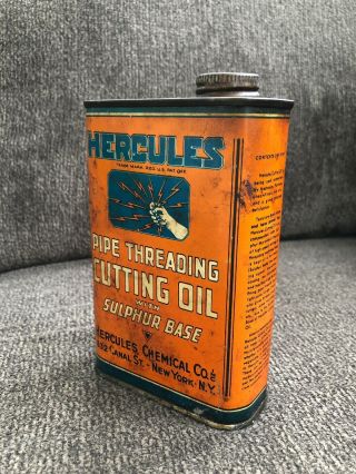 Vintage Hercules Pipe Threading Cutting Oil Can York NY USA Mechanic Plumber 3