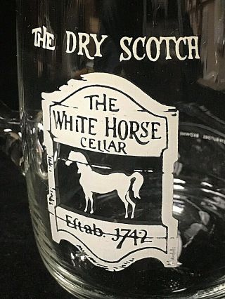 Vintage White Horse Cellar Clear Glass Dry Scotch Whisky Jug Bar Pitcher 2