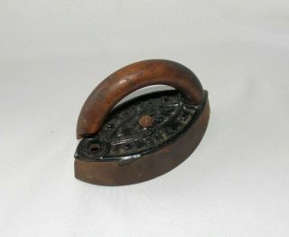 Vintage Miniature Cast Iron Wooden Handle Broken Sad Iron “the Pearl”