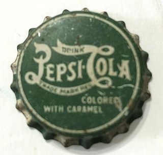 Vtg/antique Green Pepsi Cola Bottle Cap Crown With Cork