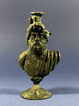 Ancient Roman Solid Bronze Bust Of Senatorial Figure Stunning Detail Circa 200ad