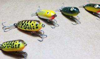 Vintage Lures Heddon Teeny & Tiny Torpedo Timber Lures Made In Usa 1960 - 80s