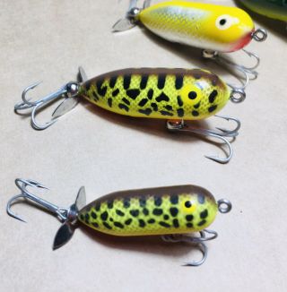 Vintage Lures Heddon Teeny & Tiny Torpedo Timber Lures Made In USA 1960 - 80s 3