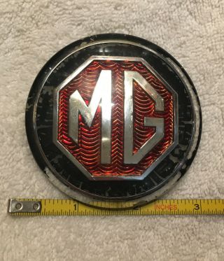 Mg Vintage Enamel Car Badge Logo Emblem Red & Black Enamel Vintage