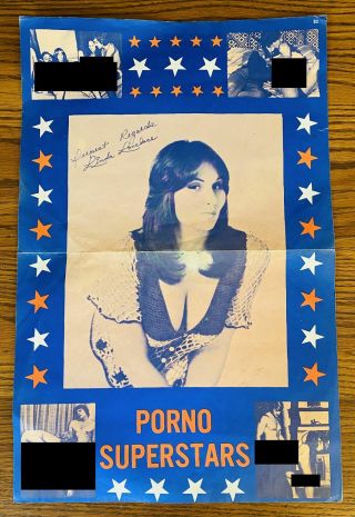Vintage 1970s Linda Lovelace Movie Porno Superstars Poster 11x17 Porn Star