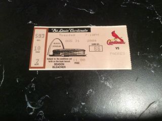 8/31/04 2004 St.  Louis Cardinals Ticket Stub Albert Pujols Home Run 155 Hr 155