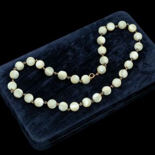 Antique Vintage Art Deco Style 12k Gold Filled Gf Mother Of Pearl Necklace 47.  1g