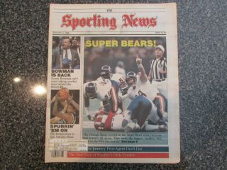 The Sporting News Newspaper - Bears - 1986 Bowl Champion Chicago