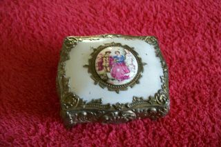 Vintage Jewelry Or Ring Small 3 1/2 " Metal Box Made In Japan