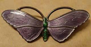 Old Or Antique J Atkins And Sons Sterling Silver Enamel Butterfly Brooch