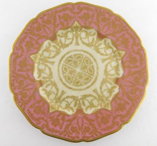 Antique Hohenberg Bavaria Black Knight Cabinet Plate Pink Gold Encrusted Florals