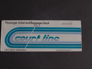 Court Line Aviation Blank Passenger Ticket With Bac One Eleven Seat Plan