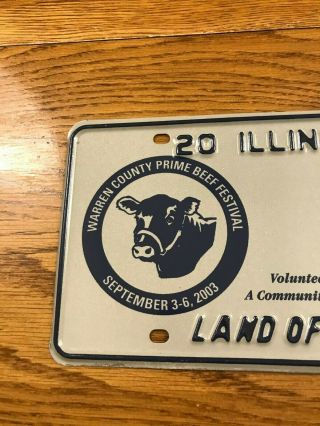2003 Illinois Special Event License Plate Warren County Prime Beef Festival 2
