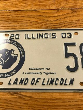 2003 Illinois Special Event License Plate Warren County Prime Beef Festival 3