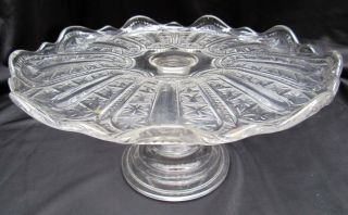 1880 Antique Eapg Pattern Glass Bryce Bros.  Jasper,  Late Buckle,  11 " Cake Stand