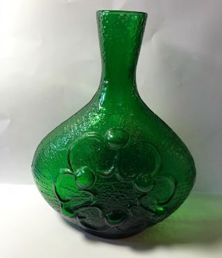 Vintage Colony Glass Decanter Made In Italy Green 11 " Tall Label