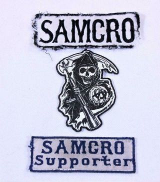 Three (3) Sons Of Anarchy Samcro Biker Motorcycle Patches