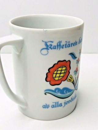 Vintage BERGGREN Swedish Scandinavian Coffee Mug Cup White Floral 2