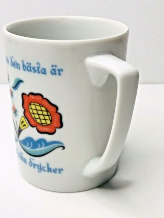 Vintage BERGGREN Swedish Scandinavian Coffee Mug Cup White Floral 3
