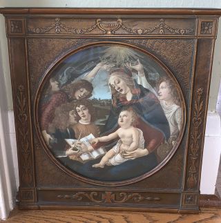 Vintage Madonna Of The Magnificat Botticelli Italy Print Framed Chalkware