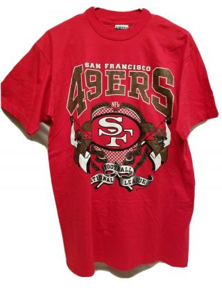 Vintage 1992 San Francisco 49ers T Shirt Size Large Single Stitch Usa Made