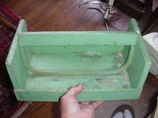 Antique Primitive Wood Tool Tote Caddy Tray Carrier Holder Rustic Garden