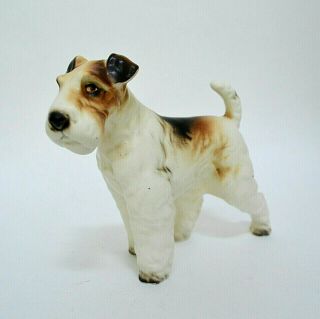 Vintage Lefton Wire Haired Fox Terrier Dog Hand Painted 1355 Japan 3.  25 " X 4.  5 "
