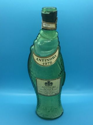 Vintage 1978 Antinori Soave 750ml Wine Bottle Fish Shaped Green Glass 13 " Labels