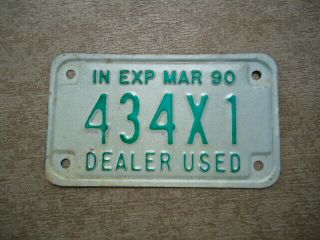 1990 Indiana " Dealer " Motorcycle License Plate