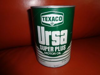 Texaco Ursa Plus Motor Oil Quart Cardboard Can - Vintage