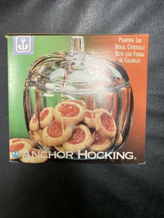 Vintage Anchor Hocking Pumpkin Glass Jar with Lid 3309G 3