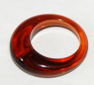 Vintage Tortoise Shell Ring Size 4.  5 Pinky Midi Lucite Plastic Brown Marbled