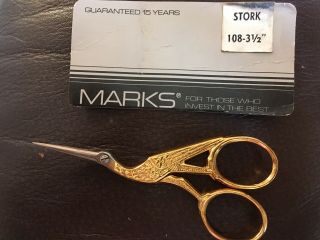 Vintage Stork Scissors 3 1/2 " Stork 108.  Made In Italy Small Precision Blades