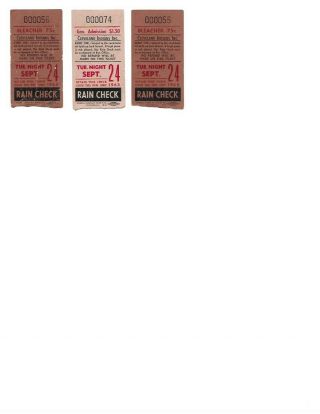 9/24/63 Cleveland Indians / Minnesota Twins Ticket Stubs (3) Joe Azcue 2 Hrs