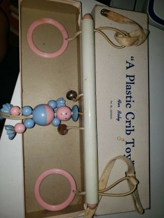 Vintage A Plastic Crib Toy For Baby Pink Blue