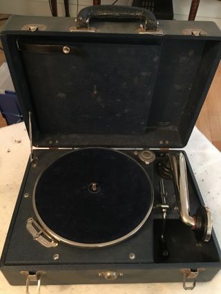 Antique Swiss Made Thorens Portable Suitcase Hand Crank 78 Phonograph Gramophone