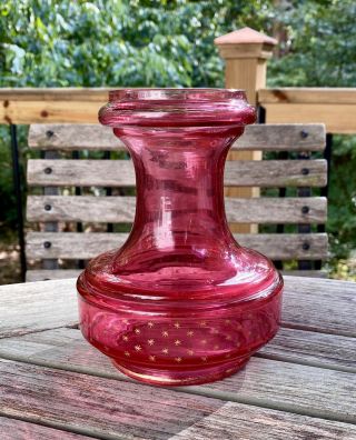 Antique 6 1/2 " Hyacinth Bulb Vase Cranberry Ruby Edwardian Victorian Glass