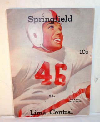 1946 Springfield,  Ohio Vs Lima,  Ohio High School Football Sports Program Oct 4