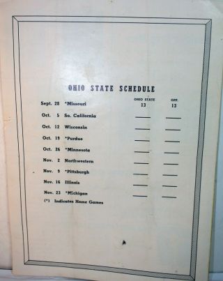 1946 SPRINGFIELD,  OHIO VS LIMA,  OHIO HIGH SCHOOL FOOTBALL SPORTS PROGRAM Oct 4 3