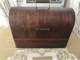 Vintage Antique Singer Sewing Machine Bentwood Wood Cover Case Top Lid