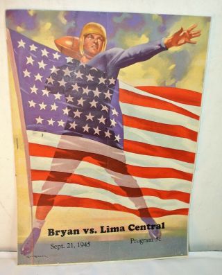 1945 Bryan Oh Vs Lima,  Ohio High School Football Sports Program Sep 21,  1945