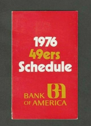 1976 San Francisco 49ers Pocket Schedule Sponsored By Bank Of America