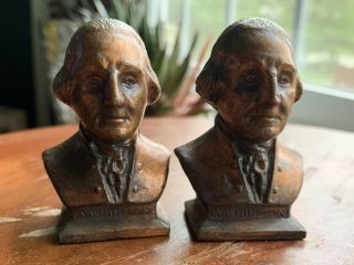 Pair Vintage Small Brass Metal George Washington Valley Forge,  Pa Bust Figurine