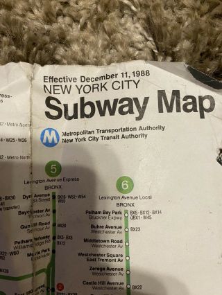 1988 MTA NYCTA Subway MAP York City Transit Author Guide NYC Vintage 3
