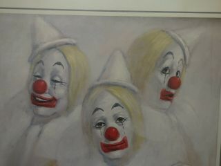 Vtg 1976 Leighton Jones 5 Clown Faces Laugh Cry Lithograph DAC NY Print ONLY 3