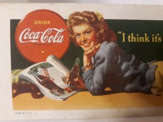 Vtg 1962 Coca Cola Advertising Ink Blotter Litho Coke Cardboard Card 2