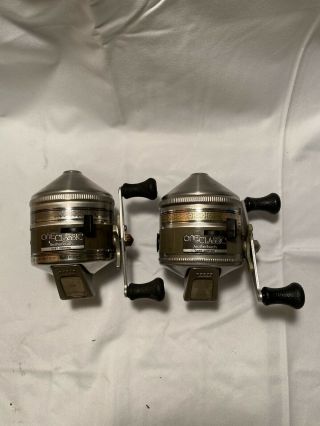 Two Vintage Zebco One Classic Feather Touch Fishing Reels In