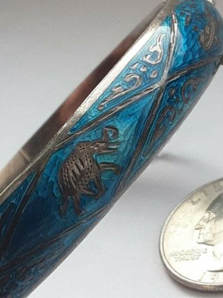 Great Price Vintage Siam Blue Enamel Sterling Silver 925 Bracelet